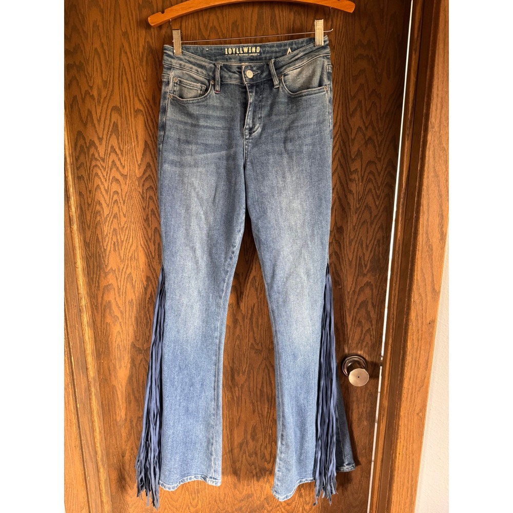 Idyllwind Miranda Lambert Fringe Flare Jeans Blue Star Patch Western Size 4‎